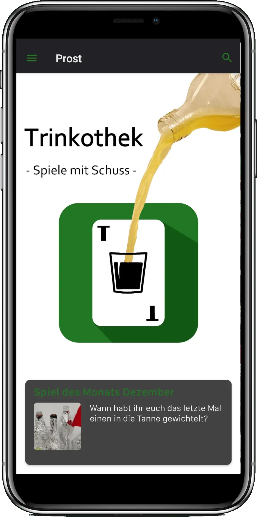 Startbildschirm der Trinkothek App